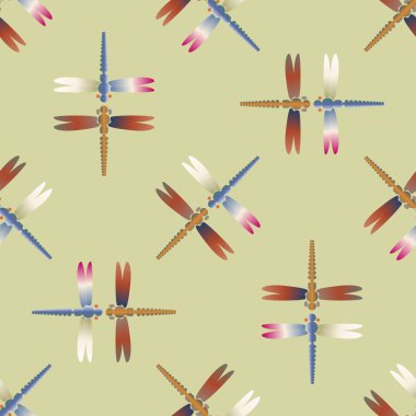 Yusufçuk, vektör çizim ile Dikişsiz soyut desen. Desen kartı, davet, ambalaj kağıdı, tekstil kumaş için 