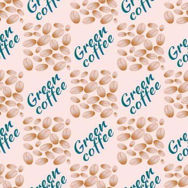 Yeşil kahve çekirdekleri Dikişsiz desen arka plan