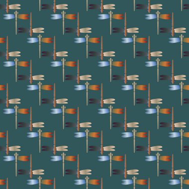 Dekoratif renkli seamless modeli ile şirin yusufçuk