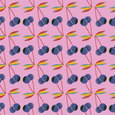 Kiraz, vektör çizim ile vektör seamless modeli 