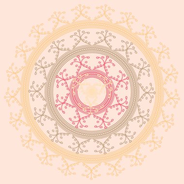 Basit renkli soyut mandala. Basit şekiller oluşan parlak dairesel süsleme. 