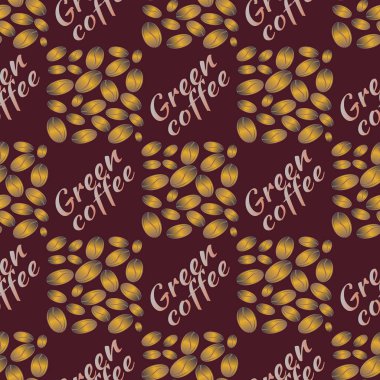 Yeşil kahve çekirdekleri Dikişsiz desen arka plan