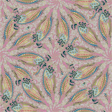 Soyut kumaş çiçek renkli seamless modeli, vektör çizim