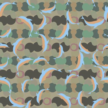 Renkli yunuslar Dikişsiz desen, çizim