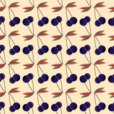 Kiraz, vektör çizim ile vektör seamless modeli 