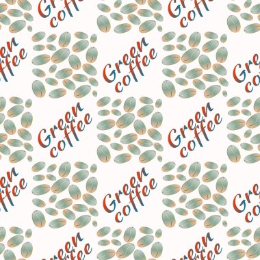 Yeşil kahve çekirdekleri Dikişsiz desen arka plan