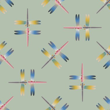 Yusufçuk, vektör çizim ile Dikişsiz soyut desen. Desen kartı, davet, ambalaj kağıdı, tekstil kumaş için 