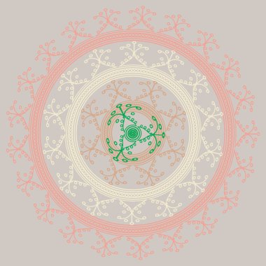 Basit renkli soyut mandala. Basit şekiller oluşan parlak dairesel süsleme. 