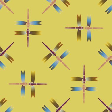 Yusufçuk, vektör çizim ile Dikişsiz soyut desen. Desen kartı, davet, ambalaj kağıdı, tekstil kumaş için 