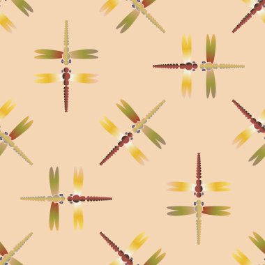 Yusufçuk, vektör çizim ile Dikişsiz soyut desen. Desen kartı, davet, ambalaj kağıdı, tekstil kumaş için 