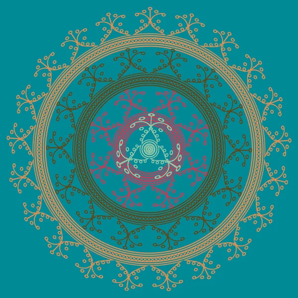 Basit renkli soyut mandala. Basit şekiller oluşan parlak dairesel süsleme. 