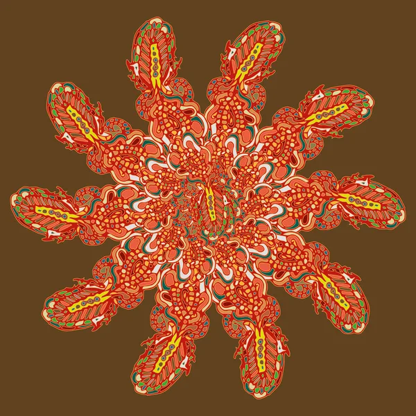 New Symmetrical Mandala Style Zentangle Inspired Art Doodle Decorative Object — Stock Vector