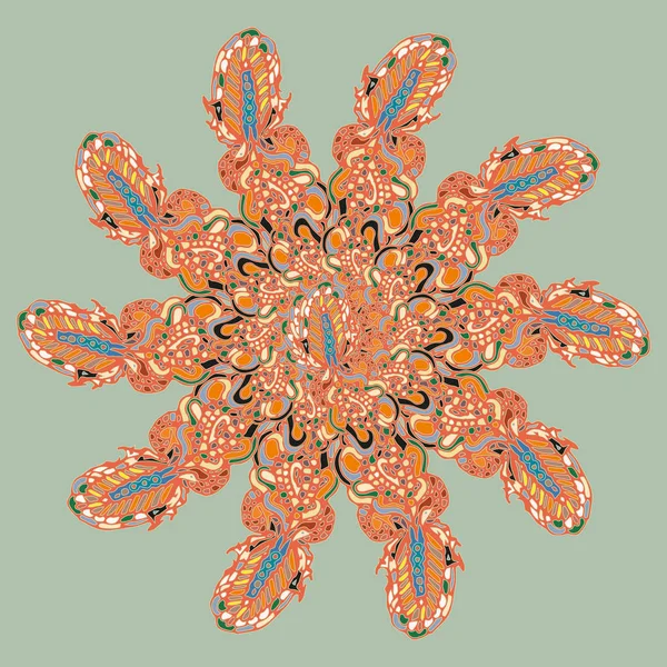 Nieuwe Symmetrische Mandala Stijl Zentangle Geïnspireerd Kunst Met Doodle Decoratief — Stockvector