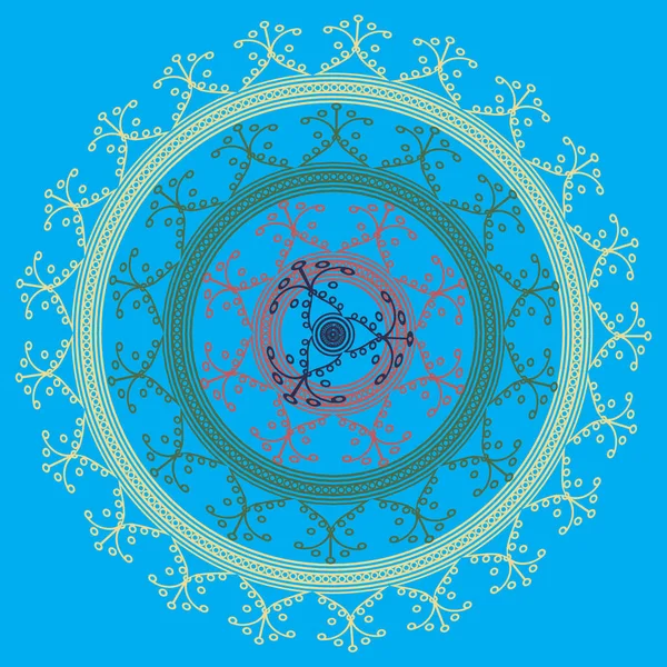 Basit renkli soyut mandala. Basit şekiller oluşan parlak dairesel süsleme. 