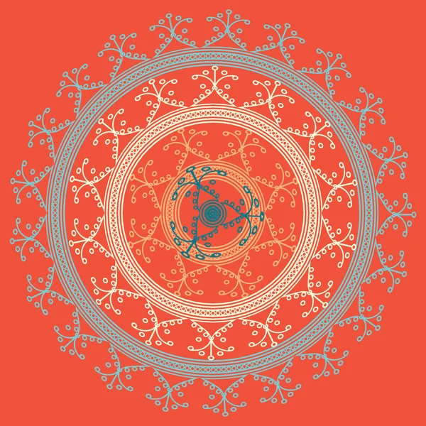 Basit renkli soyut mandala. Basit şekiller oluşan parlak dairesel süsleme. 