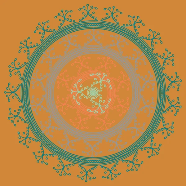 Basit renkli soyut mandala. Basit şekiller oluşan parlak dairesel süsleme. 