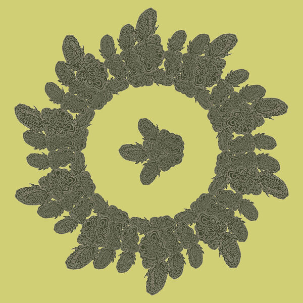 New symmetrical mandala in style zentangle inspired art with doodle. Decorative object can be used for wallpaper, pattern fills, web pages, surface textures.