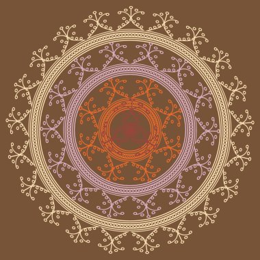 Basit renkli soyut mandala. Basit şekiller oluşan parlak dairesel süsleme. 