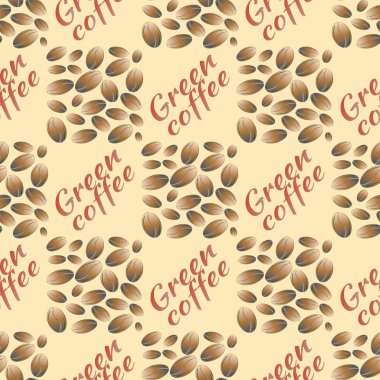 Yeşil kahve çekirdekleri Dikişsiz desen arka plan