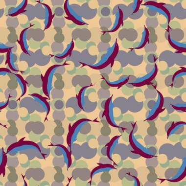 Renkli yunuslar Dikişsiz desen, çizim