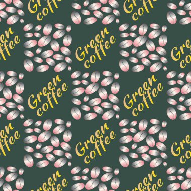 Yeşil kahve çekirdekleri Dikişsiz desen arka plan