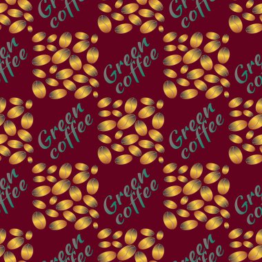 Yeşil kahve çekirdekleri Dikişsiz desen arka plan