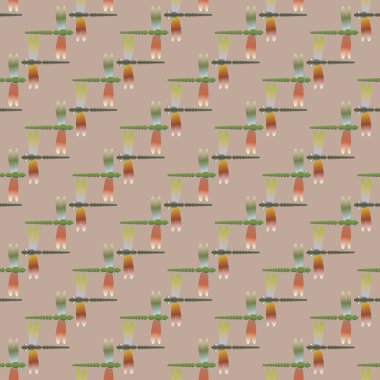 Dekoratif renkli seamless modeli ile şirin yusufçuk