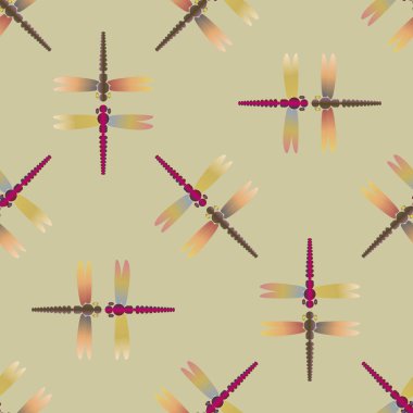 Yusufçuk, vektör çizim ile Dikişsiz soyut desen. Desen kartı, davet, ambalaj kağıdı, tekstil kumaş için 