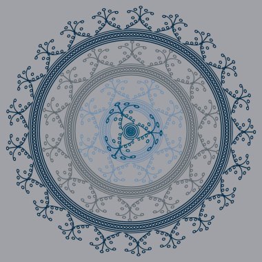 Basit renkli soyut mandala. Basit şekiller oluşan parlak dairesel süsleme. 