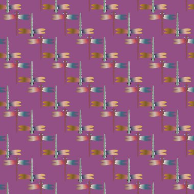 Dekoratif renkli seamless modeli ile şirin yusufçuk