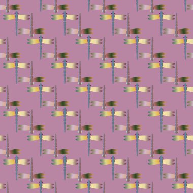 Dekoratif renkli seamless modeli ile şirin yusufçuk