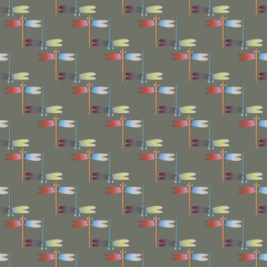 Dekoratif renkli seamless modeli ile şirin yusufçuk