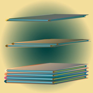 Renkli Notebook yığınları. Vektör çizim