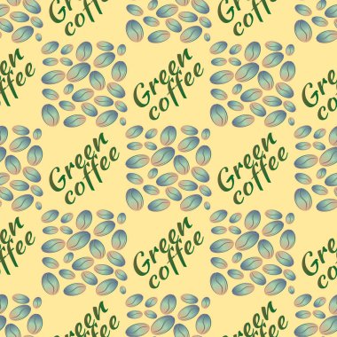 Yeşil kahve çekirdekleri Dikişsiz desen arka plan