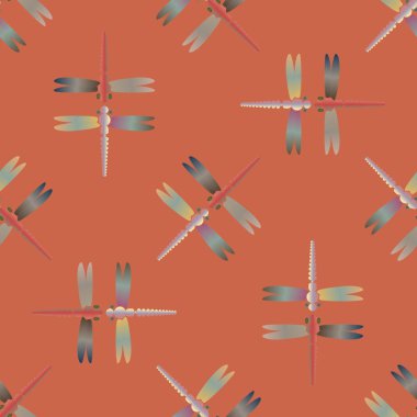 Yusufçuk, vektör çizim ile Dikişsiz soyut desen. Desen kartı, davet, ambalaj kağıdı, tekstil kumaş için 