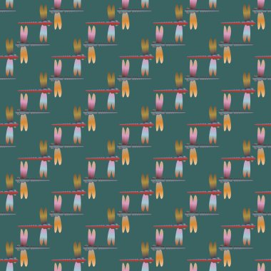 Dekoratif renkli seamless modeli ile şirin yusufçuk