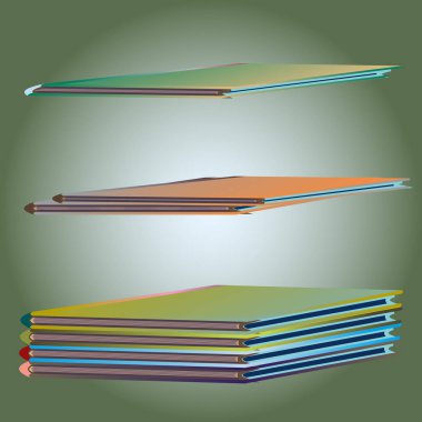 Renkli Notebook yığınları. Vektör çizim