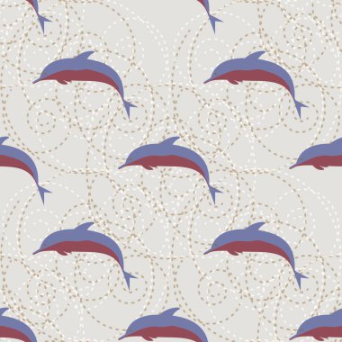 Dekoratif renkli seamless modeli sevimli yunuslar ile