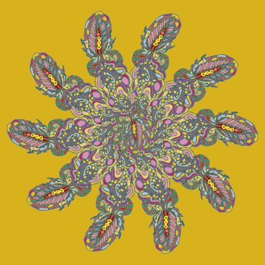 Stil zentangle yeni simetrik mandala doodle ile sanat esin kaynağı oldu. Duvar kağıdı, desen dolgularını, web sayfaları, yüzey dokuları için dekoratif nesne-ebilmek var olmak kullanılmış.