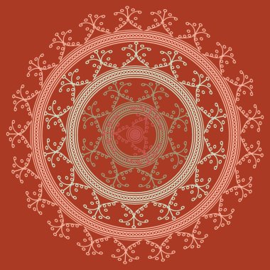 Basit renkli soyut mandala. Basit şekiller oluşan parlak dairesel süsleme. 