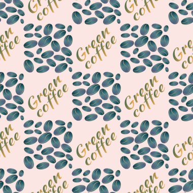 Yeşil kahve çekirdekleri Dikişsiz desen arka plan
