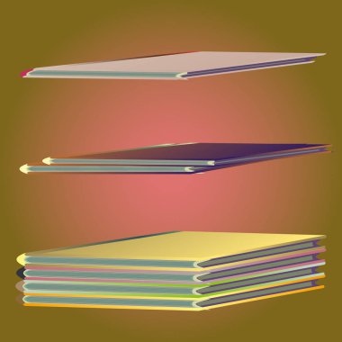 Renkli Notebook yığınları. Vektör çizim