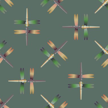 Yusufçuk, vektör çizim ile Dikişsiz soyut desen. Desen kartı, davet, ambalaj kağıdı, tekstil kumaş için 