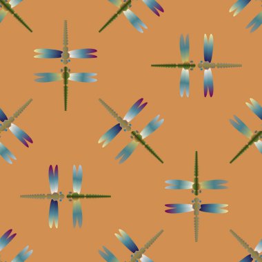 Yusufçuk, vektör çizim ile Dikişsiz soyut desen. Desen kartı, davet, ambalaj kağıdı, tekstil kumaş için 