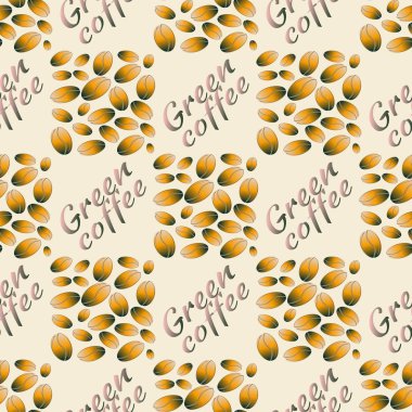 Yeşil kahve çekirdekleri Dikişsiz desen arka plan
