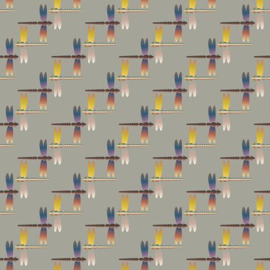 Dekoratif renkli seamless modeli ile şirin yusufçuk