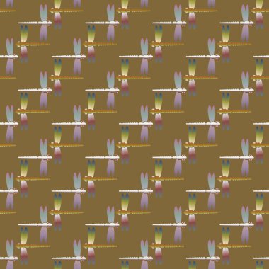 Dekoratif renkli seamless modeli ile şirin yusufçuk