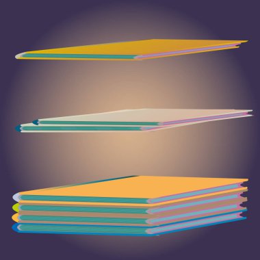 Renkli Notebook yığınları. Vektör çizim