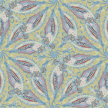 Soyut kumaş çiçek renkli seamless modeli, vektör çizim