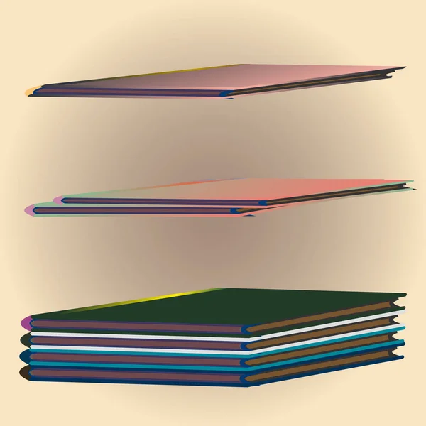 Στοίβες Από Χρωματιστά Σημειωματάρια Εικονογράφηση Διάνυσμα — Διανυσματικό Αρχείο